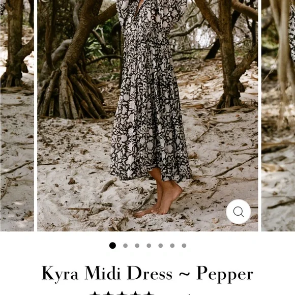 Daughters of India Black and White Floral Long Sleeve Dress - Picture 4 of 4